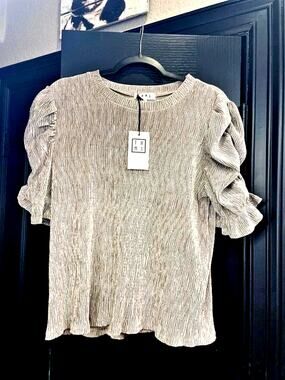 THML Puff Sleeve Ruffled Blouse Gray(NWT) S / US 4-6·New with tags